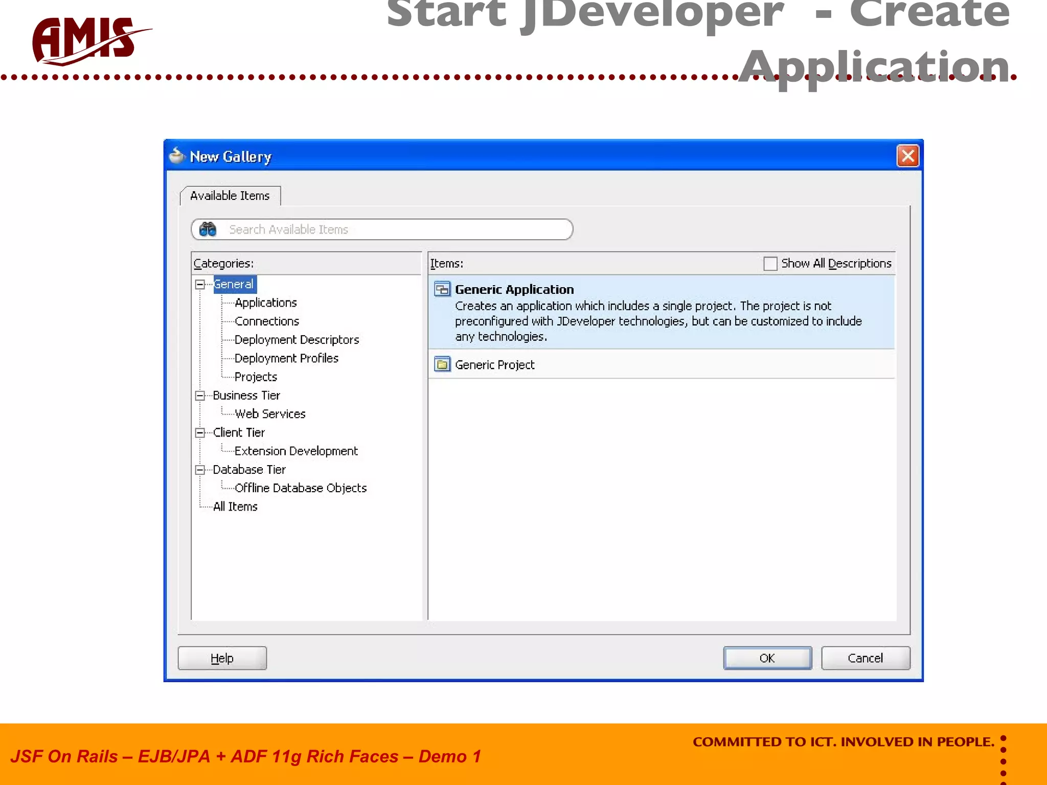Start JDeveloper - Create Application 