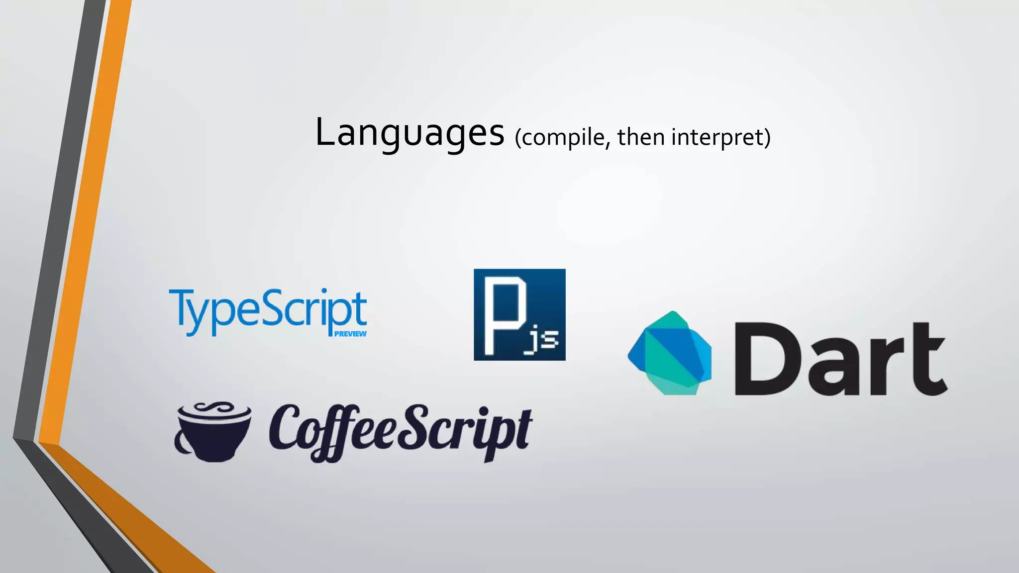 Languages (compile, then interpret)
 