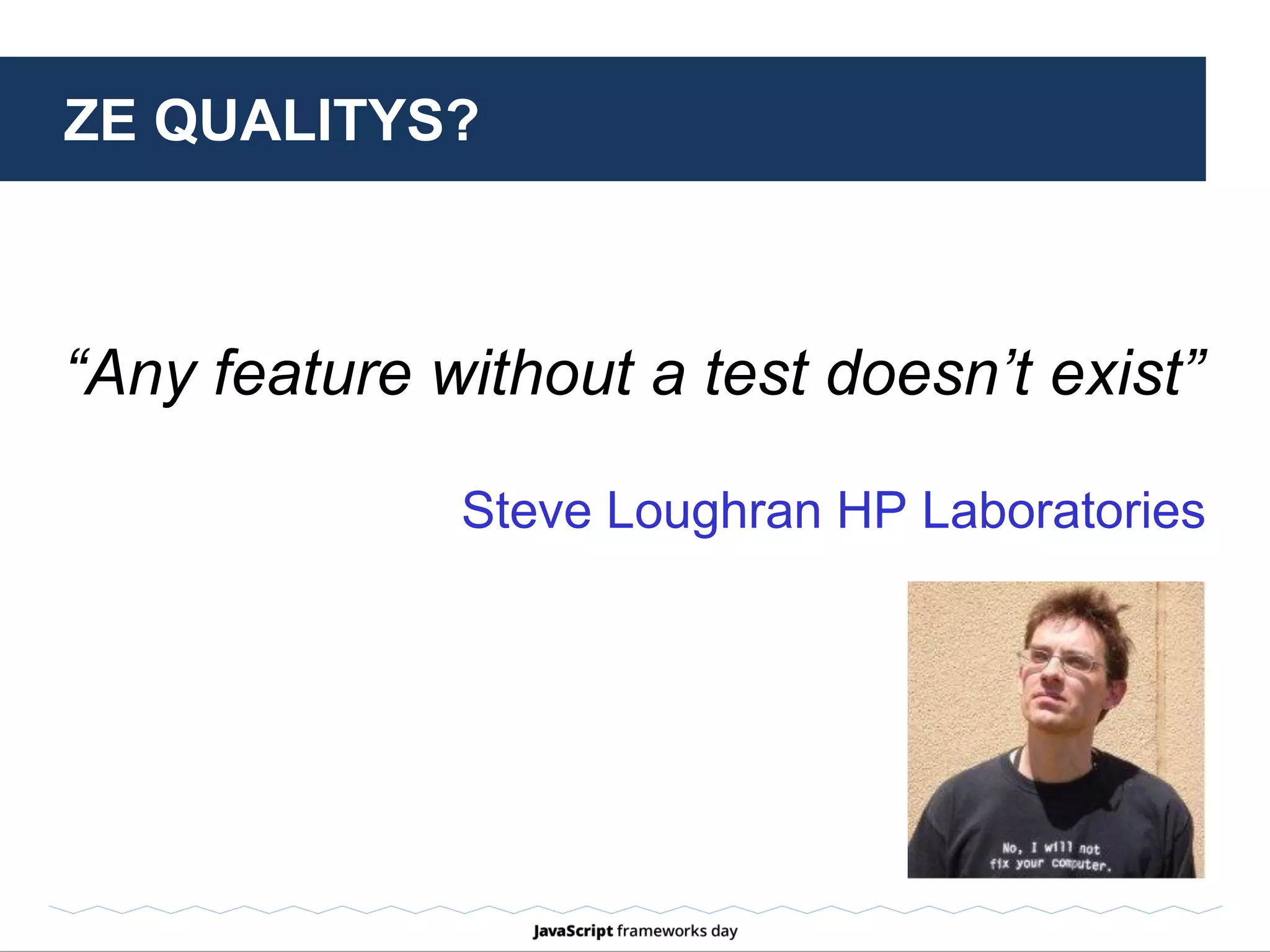 AGENDA
 Unit Testing Concept
 Pros & Cons
 Basic Terms & Structure
 TDD &/vs. BDD
 Tools & Libraries
 Unit Testing Specifics
in JavaScript
 Best Practices
 