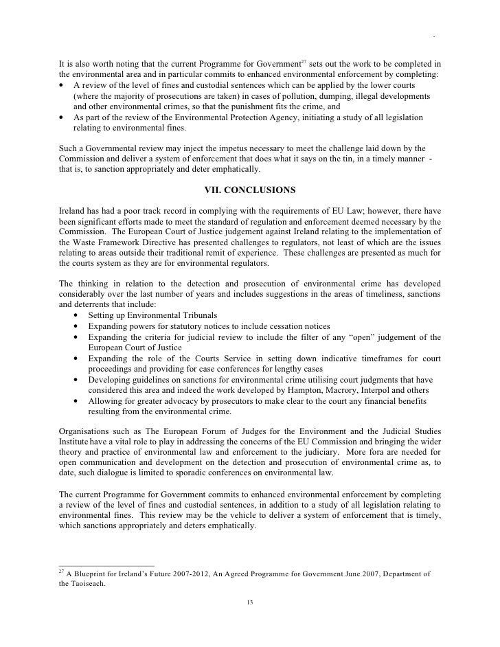 Environmental enforcement and sanction