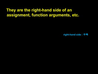 Expressions produce values.

expressions는 값을 만들어냅니다.

 