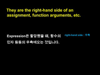 They are the right-hand side
of an assignment.

right-hand side : 우측

 