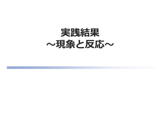 実践結果
～現象と反応～
 