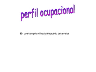 perfil ocupacional En que campos y líneas me puedo desarrollar