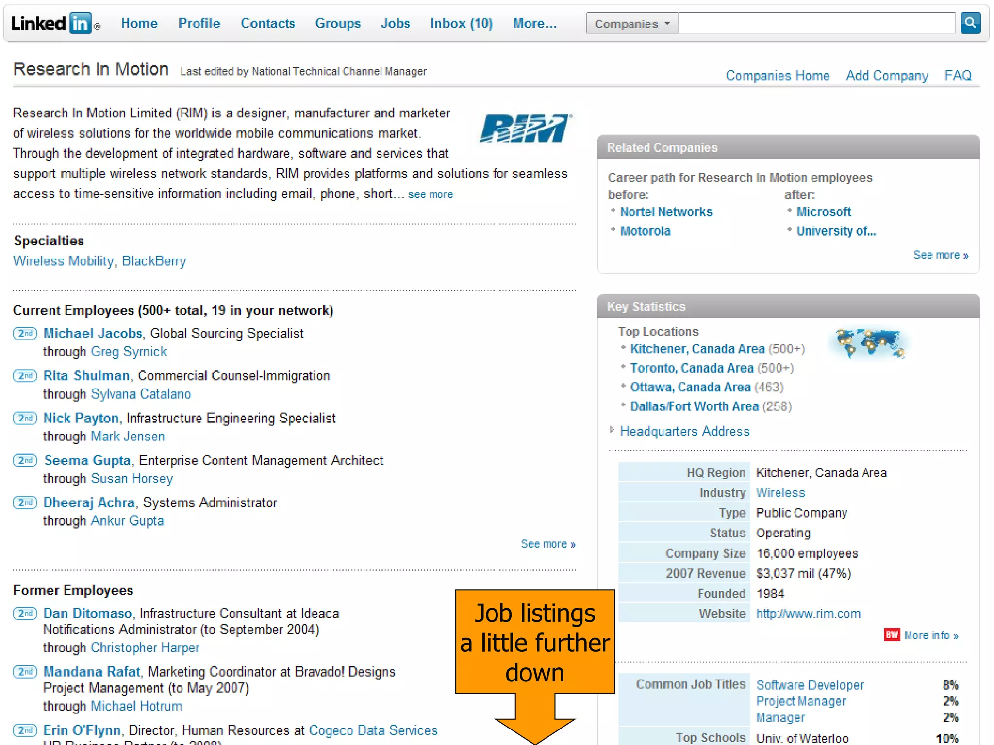 Job listings a little further down 