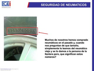 SEGURIDAD DE NEUMATICOSMuchos de nosotros hemos comprado neumáticos en el pasado y, cuando nos preguntan de que tamaño, simplemente lo leemos del neumático viejo y se lo damos a la persona de la llantera pero, que significan estos números?
