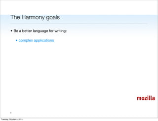 The Harmony goals

          • Be a better language for writing:

                • complex applications




             ...