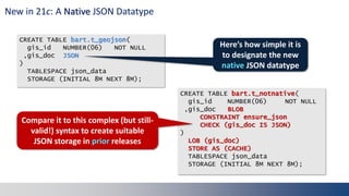 Going Native: Leveraging the New JSON Native Datatype in Oracle 21c | PDF