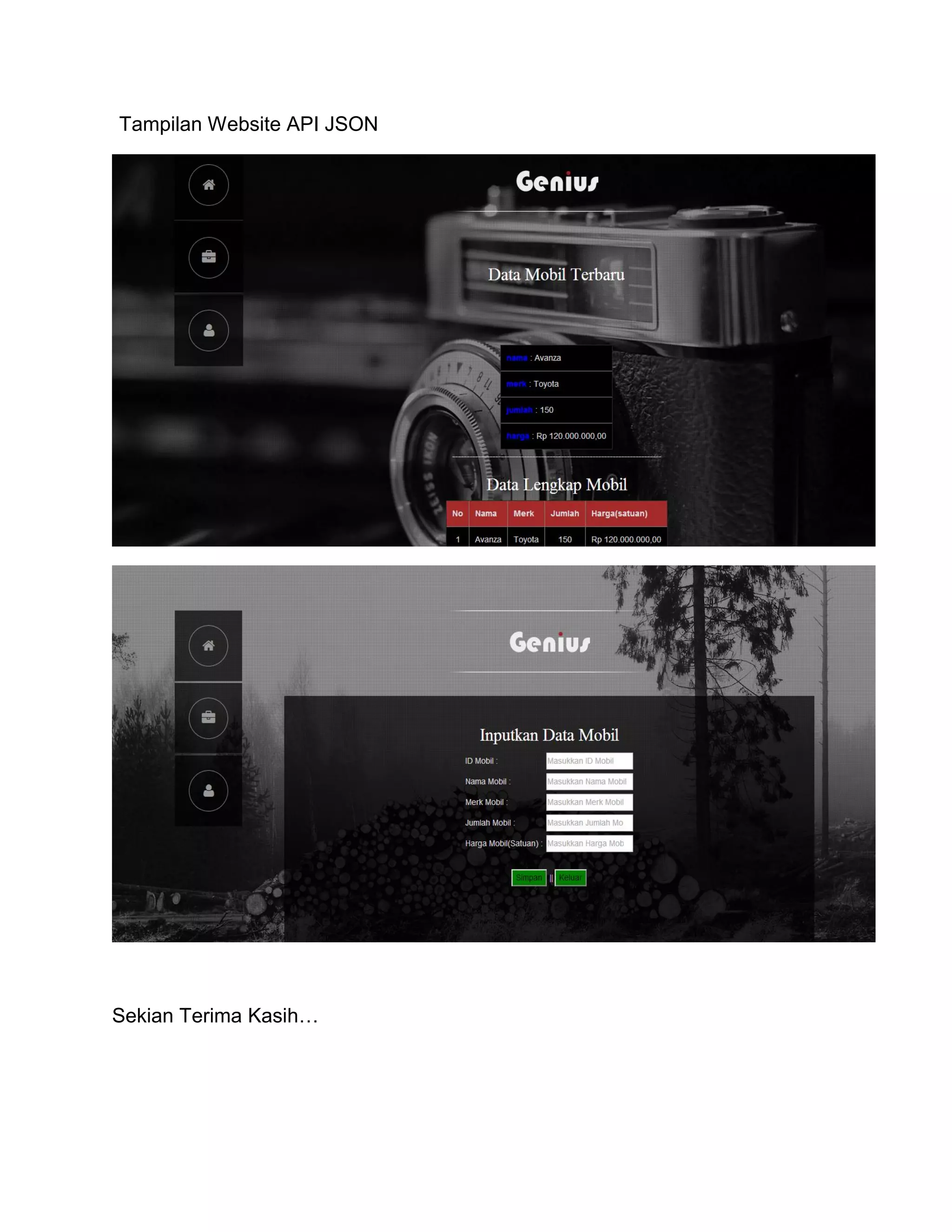 Tampilan Website API JSON
Sekian Terima Kasih…
 