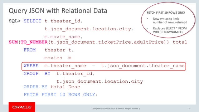JSON and the Oracle Database | PPT
