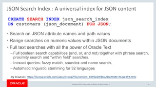 JSON and the Oracle Database | PPTX