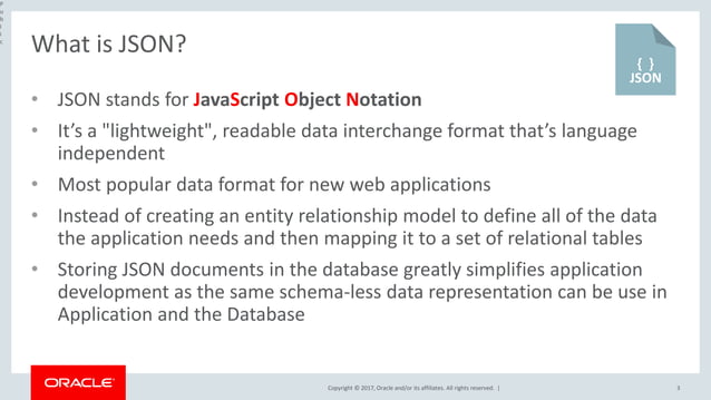 JSON and the Oracle Database | PPT