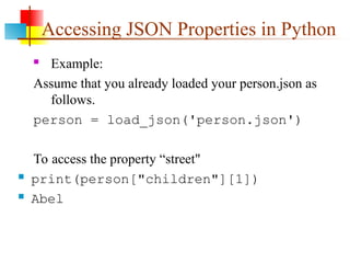 python tutorials - json module | save load from json... Comprehensive Guide to JSON Syntax, Schema, and Python Integration | PPT