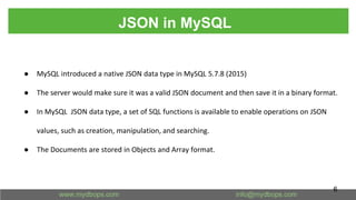 JSON improvements in MySQL 8.0 | PPT
