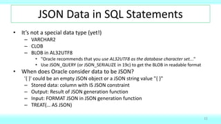 JSON in Oracle 18c and 19c | PPSX