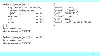 JSON in Oracle 18c and 19c | PPT