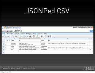 JSONPed CSV




   Wolfram Kriesing, uxebu   @wolframkriesing

Freitag, 24. Juli 2009
 