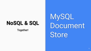 NoSQL & SQL
5
Together!
MySQL
Document
Store
 