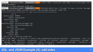 SQL and JSON Example (4): add index 62
 