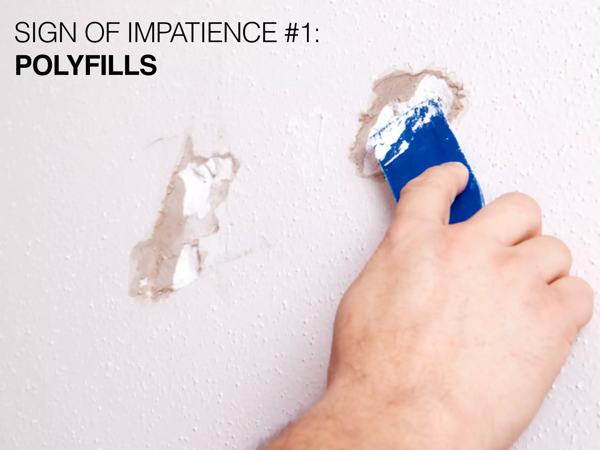 SIGN OF IMPATIENCE #1:
POLYFILLS
 