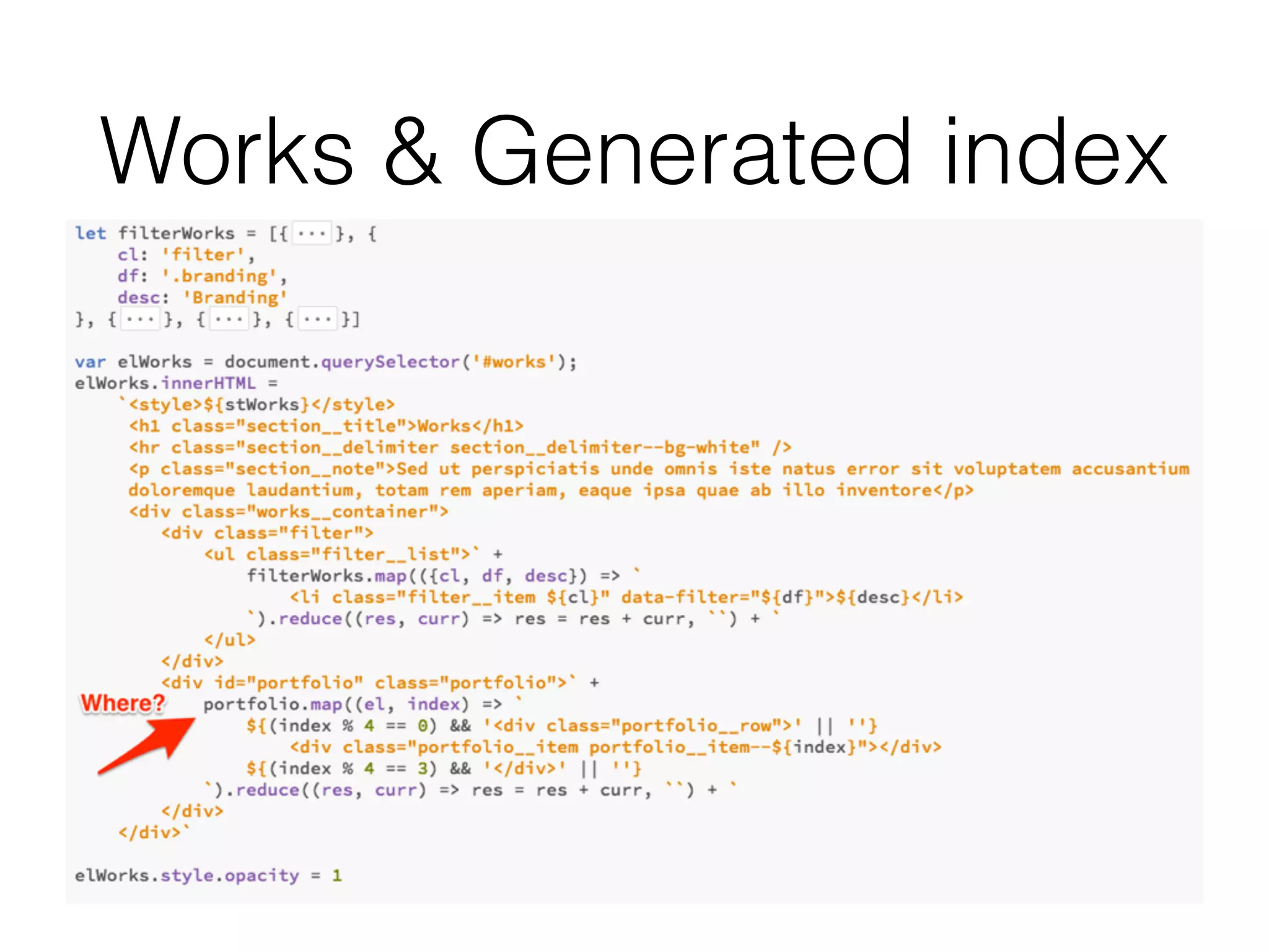 Works & Generated index
 