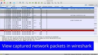 View captured network packets in wireshark
 