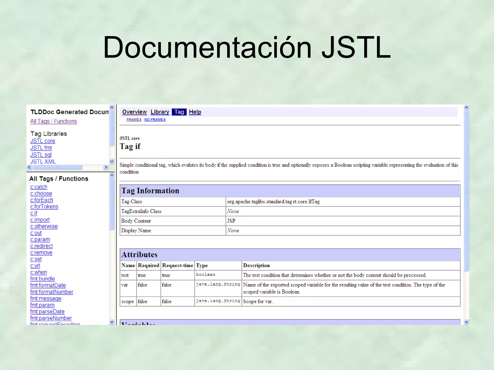 Documentación JSTL 