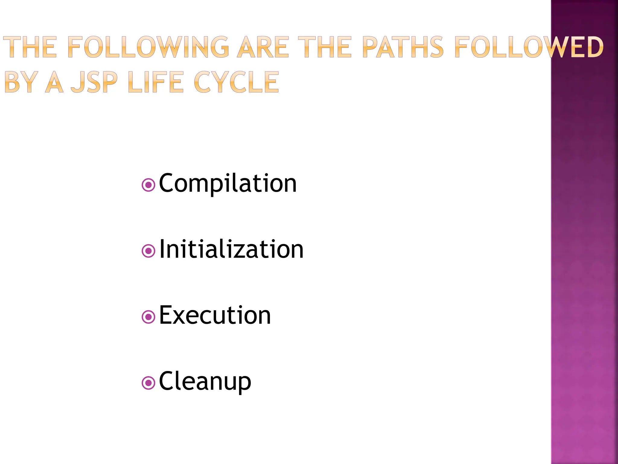 Compilation
Initialization
Execution
Cleanup
 
