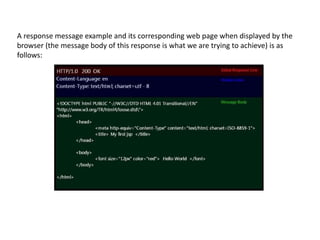 A response message example and its corresponding web page when displayed by the
browser (the message body of this response is what we are trying to achieve) is as
follows:
 