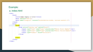 Example:
a. index.html
 