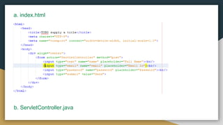 a. index.html
b. ServletController.java
 