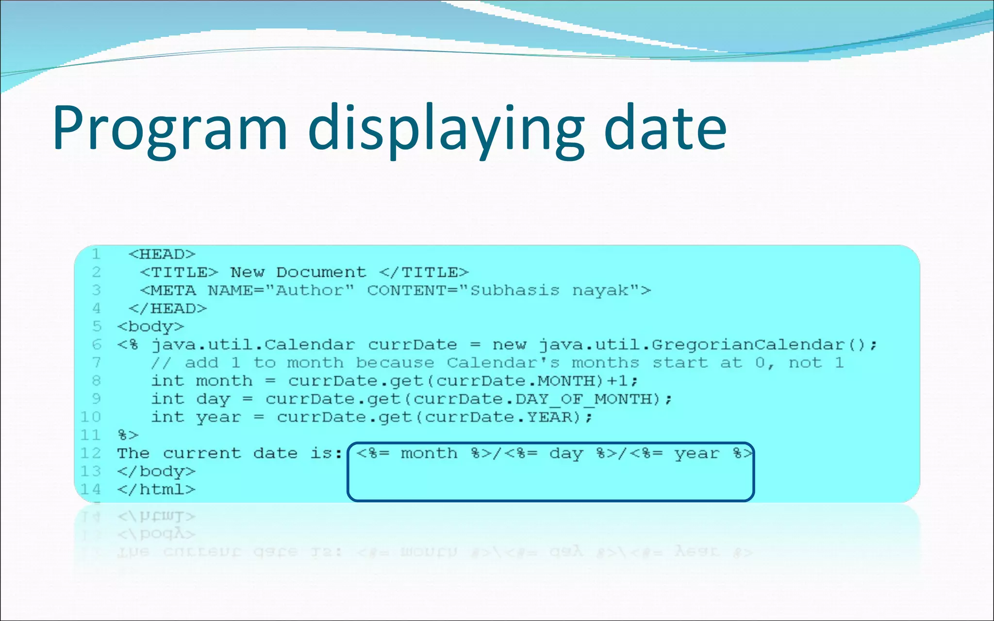 Program displaying date 