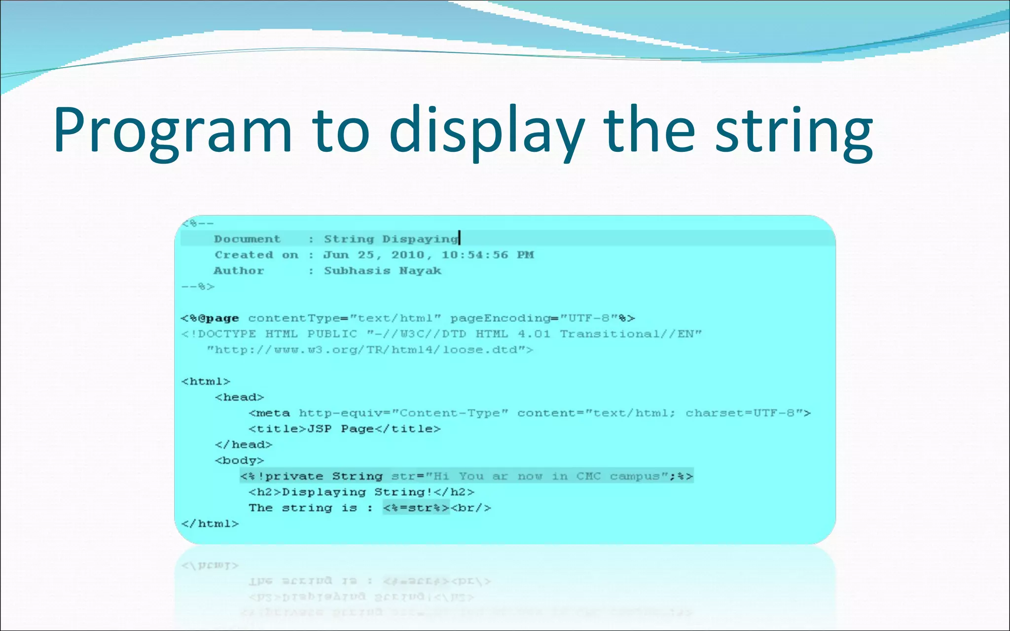 Program to display the string 