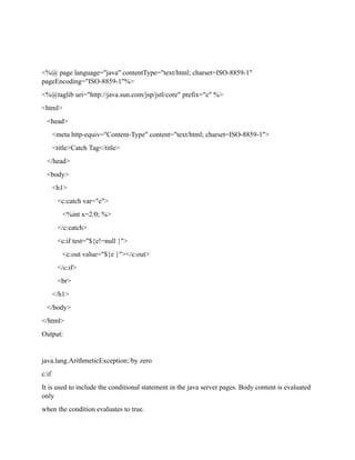 JSP Core tags.pdf core java in jsp notes | PDF