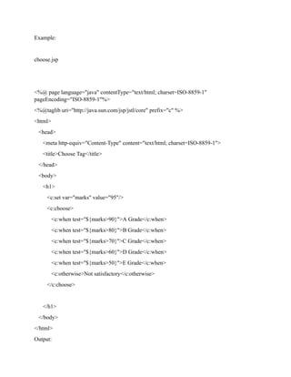 JSP Core tags.pdf core java in jsp notes | PDF