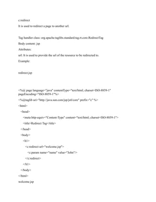 JSP Core tags.pdf core java in jsp notes | PDF