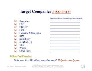 Target Companies TAKEAWAY #7




                                                                            11
                            © 2013 G&A | http://www.gunnassoc.com
Job Search Planning Guide   Saint John's Episcopal Church Special Edition
 