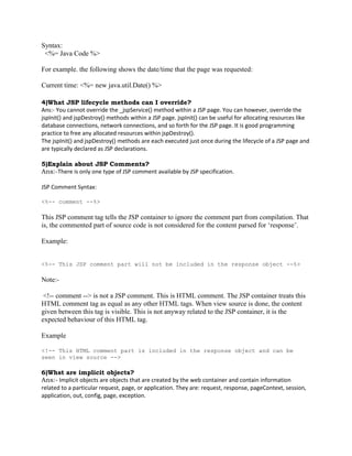 Jsp interview questions by java training center | DOCX