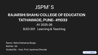 BED Course 201 Learning and Teaching PPT | PDF