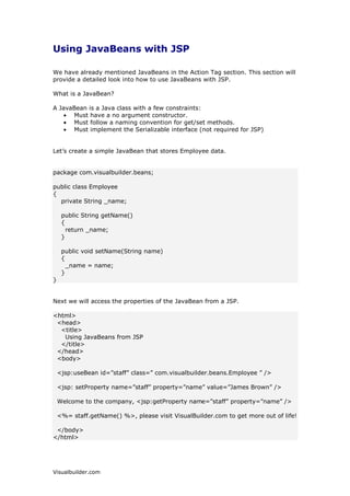 UHDWLQJRXUILUVW-63SDJH
KWPO!
KHDG!
WLWOH!0ILUVW-63SDJH
WLWOH!
KHDG!
ERG!
#SDJHODQJXDJH ´MDYD´!

6VWHPRXWSULQWOQ³+HOOR:RUOG´ 