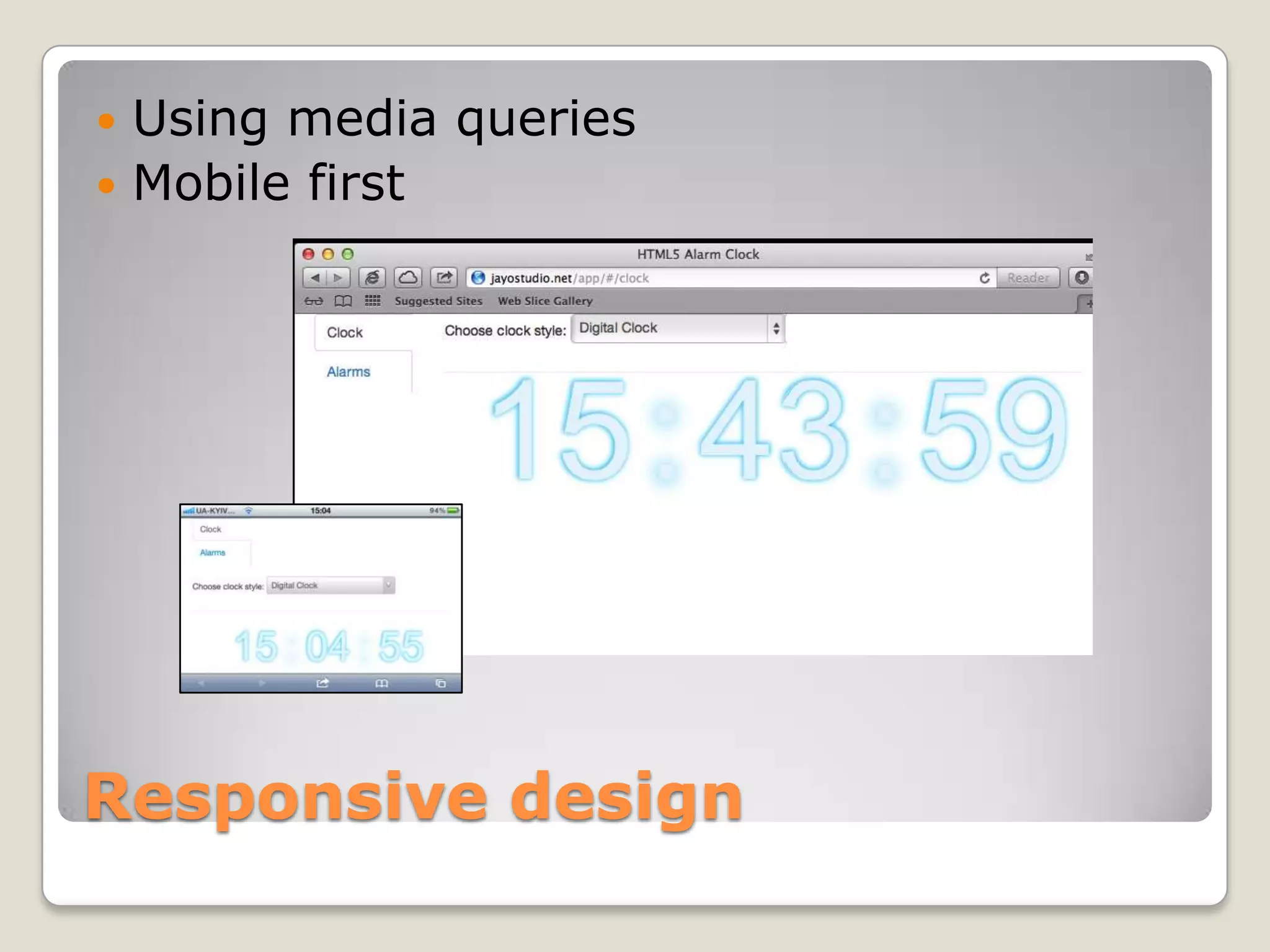  Using media queries  Mobile first Responsive design 