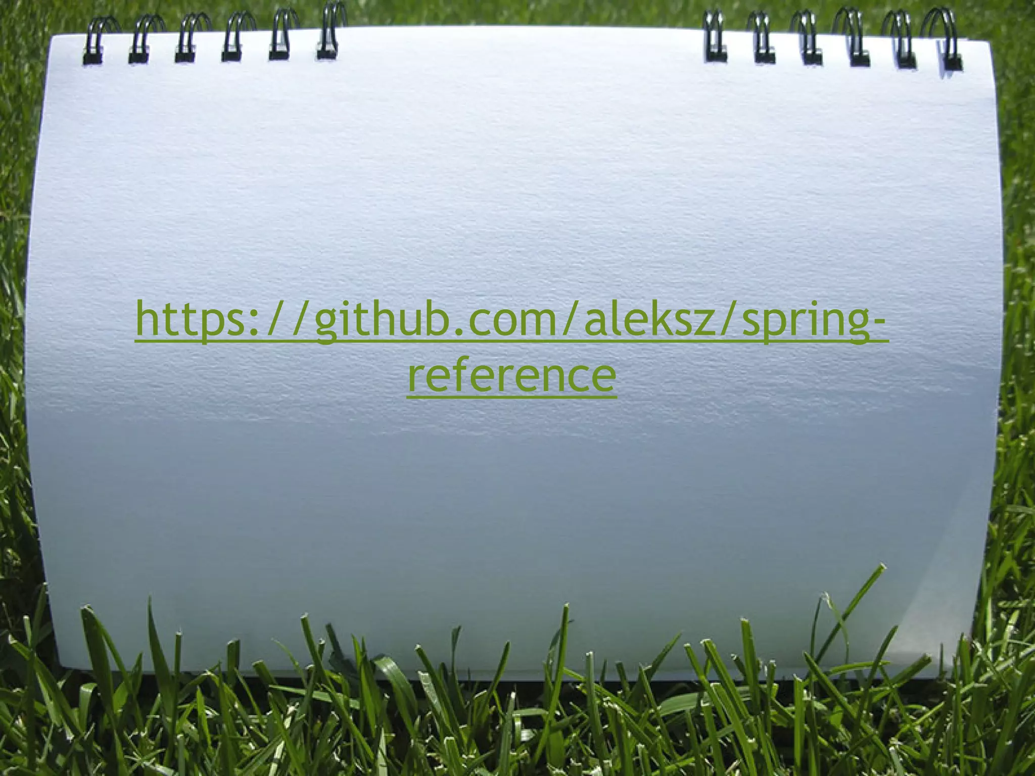 https://github.com/aleksz/spring-
            reference
 