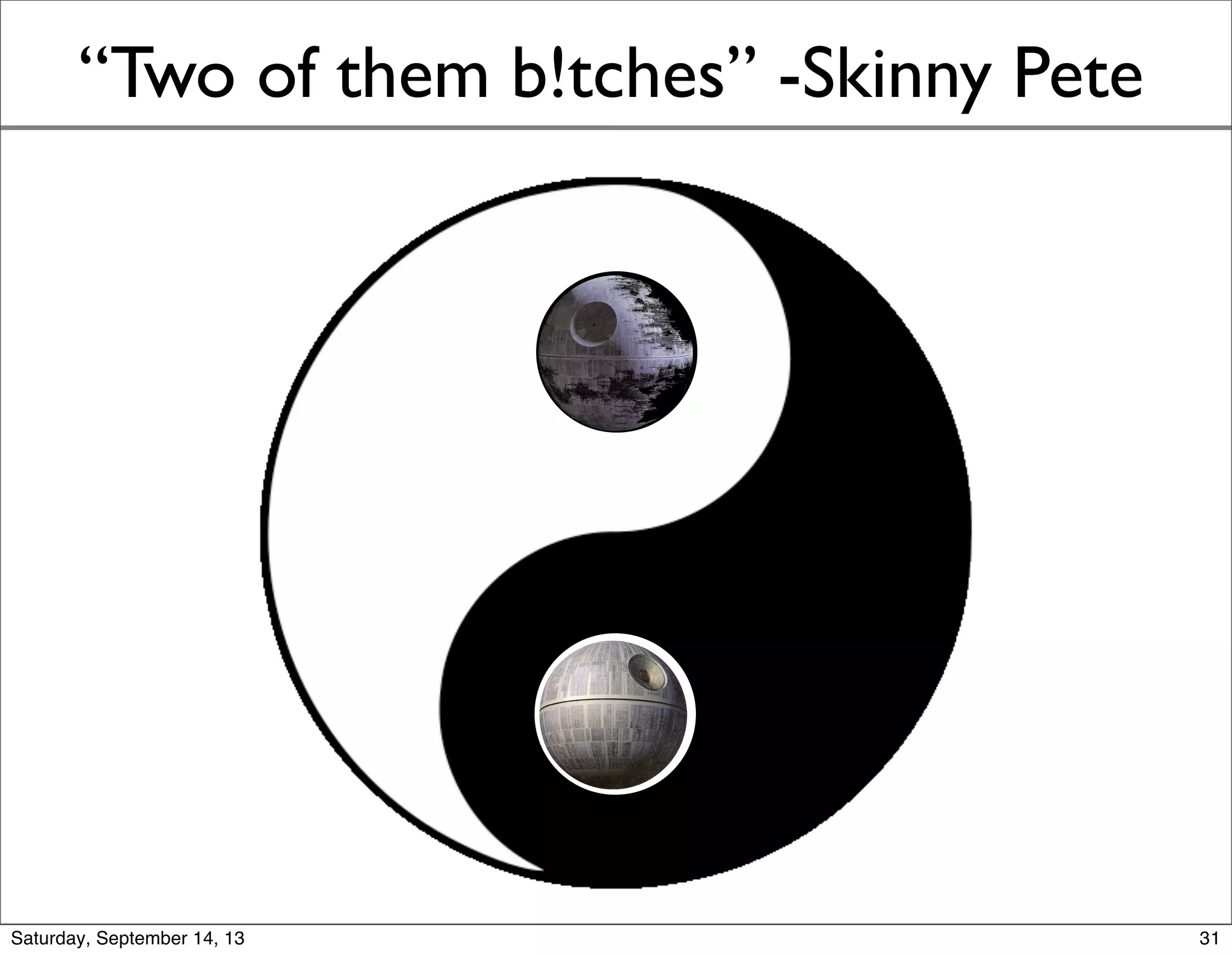 “Two of them b!tches” -Skinny Pete
31
 