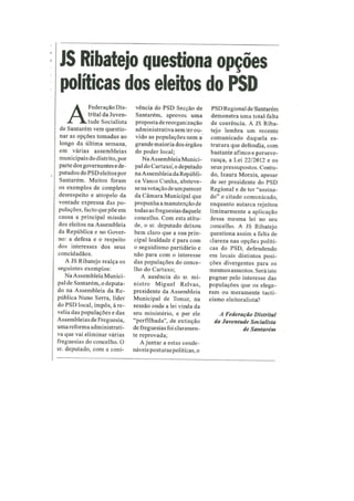 JS Ribatejo questiona opções políticas dos eleitos do PSD
