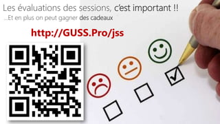 ##JJSSSS22001144 
Les évaluations des sessions, c’est important !! 
…Et en plus on peut gagner des cadeaux 
http://GUSS.Pro/jss 
 