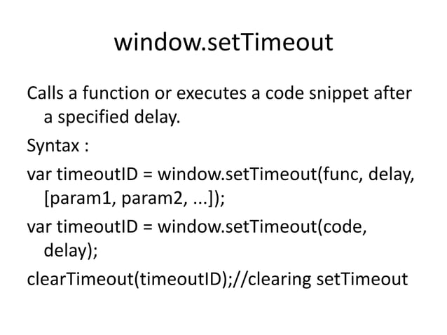 Js set timeout & setinterval | PPTX