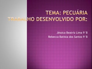 Jéssica Beatriz Lima 9°B 
Rebecca Batista dos Santos 9°B 
 