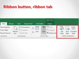 Ribbon button, ribbon tab
 