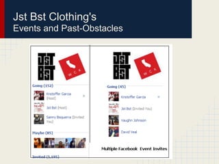 Jst Bst Clothing's
Events and Past-Obstacles
 