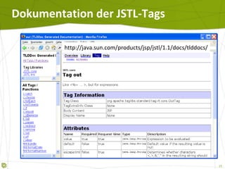 Dokumentation der JSTL-Tags http://java.sun.com/products/jsp/jstl/1.1/docs/tlddocs/ 